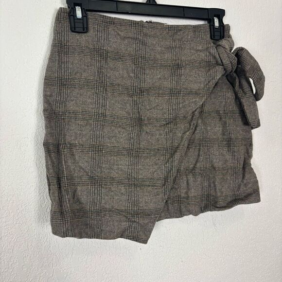 Wilfred Aritzia Grey with Orange Stripe Plaid Wool Blend Mini Skort Size 0 - Picture 4 of 7